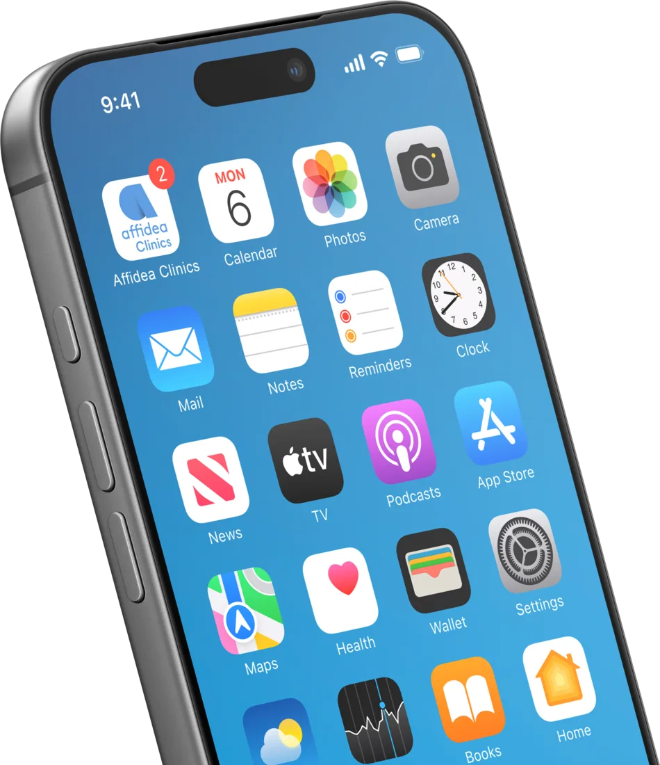 L'app Affidea Clinics su uno smartphone